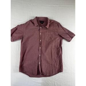 Mens Red Retrofit L Short Sleeve Button Up Excellent Condition r2/12